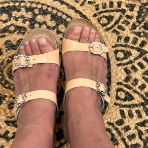 Sz 37(7.5)⭐️New Mephisto Lidia Nude Crystal Patent Leather Wedge.⭐️See Reference